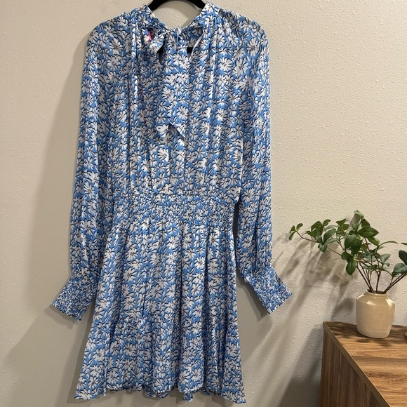 Lilly Pulitzer NWT 6 Blue Palm Beach Petal Ellielynn Long Sleeve Dress Preppy - Picture 3 of 10